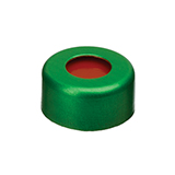 11mm Aluminum Crimp Seal (green) with Septa PTFE/Red Rubber, pk.100